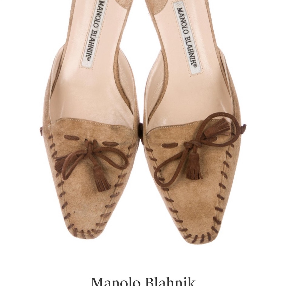 Manolo Blahnik suede square toe mules- size 37